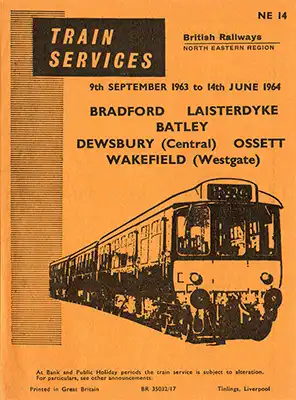 Front of September 1963 Bradford - Wakefield timetable