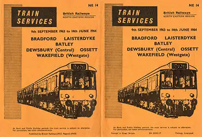 Outside of September 1963 Bradford - Wakefield timetable