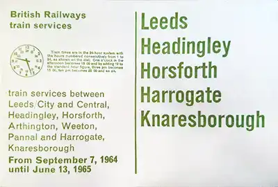 September 1964 Leeds - Harrogate - Knaresbourgh timetable outside