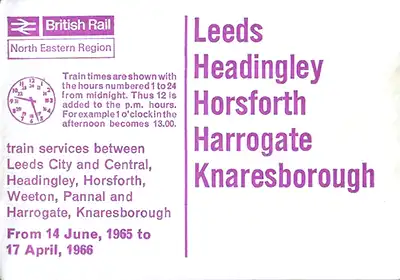 June 1965 Leeds - Harrogate - Knaresbourgh timetable outside