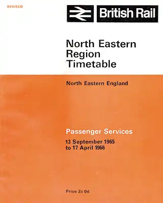 Cover of North Eastern Region September 1965 timetable