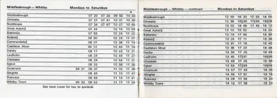 April 1966 Middlesbrough - Whitby timetable first two pages