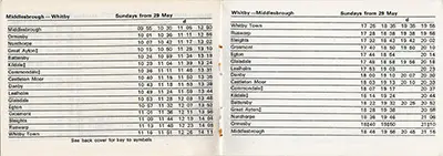 April 1966 Middlesbrough - Whitby timetable third two pages