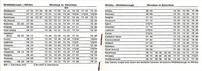 September 1966 Middlesbrough - Whitby timetable inside