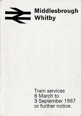 March 1967 Middlesbrough - Whitby timetable cover