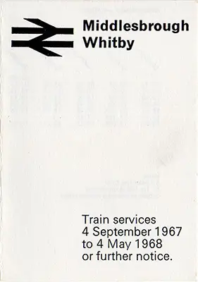 September 1967 Middlesbrough - Whitby timetable cover