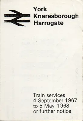 September 1967 York - Knaresborough - Harrogate timetable cover
