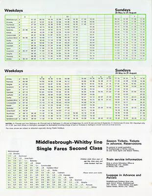 May 1969 Middlesbrough - Whitby timetable inside