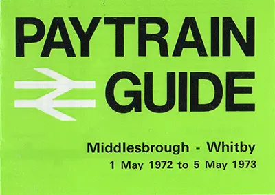 May 1972 Middlesbrough - Whitby timetable cover