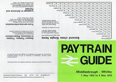 May 1972 Middlesbrough - Whitby timetable outside