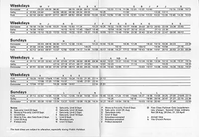 May 1972 York Vale timetable inside