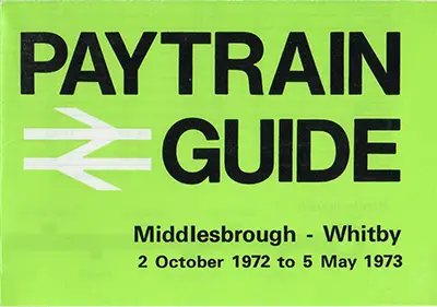 October 1972 Middlesbrough - Whitby timetable cover