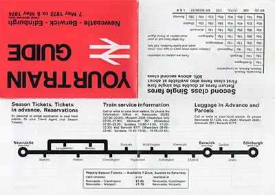 May 1973 Newcastle - Berwick - Edinburgh timetable outside