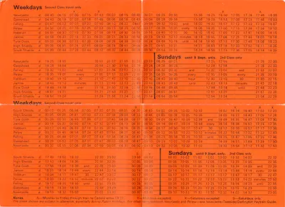 May 1973 Newcastle - South Shields timetable inside