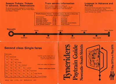 May 1973 Newcastle - South Shields timetable outside