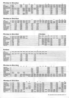 Inside of May 1974 Leeds-Bradford-Todmorden timetable