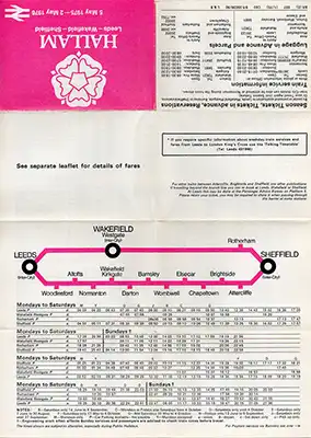 Outside of May 1975 Leeds - Sheffield timetable