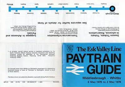 May 1975 Middlesbrough - Whitby timetable outside
