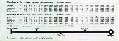 May 1975 Bishop Auckland - Darlington timetable inside
