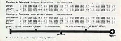 May 1976 Bishop Auckland - Darlington timetable inside