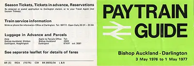 May 1976 Bishop Auckland - Darlington timetable outside
