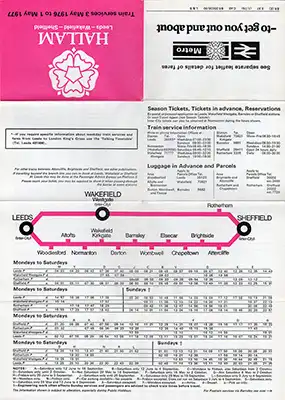 Outside of May 1976 Leeds - Sheffield timetable