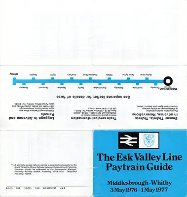 May 1976 Middlesbrough - Whitby timetable outside
