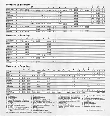 May 1976 Newcastle - Berwick - Edinburgh timetable inside