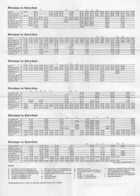 Inside of May 1978 Leeds-Bradford-Todmorden timetable