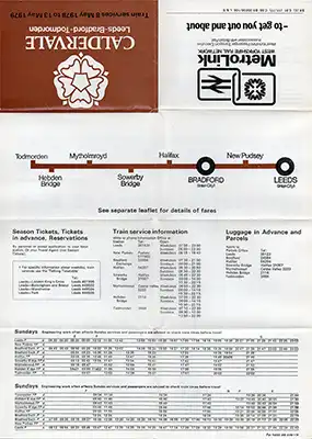 Outside of May 1978 Leeds-Bradford-Todmorden timetable