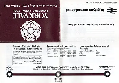 May 1978 York Vale timetable outside