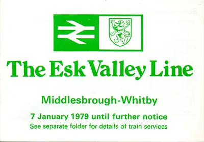 January 1979 Middlesbrough - Whitby fares cover