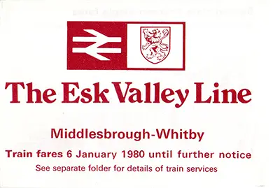 January 1980 Middlesbrough - Whitby fares cover
