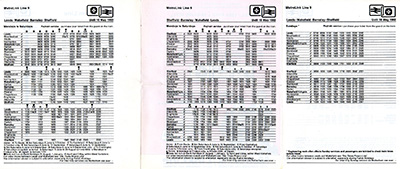 1 June 1981 Leeds - Sheffield timetable inside