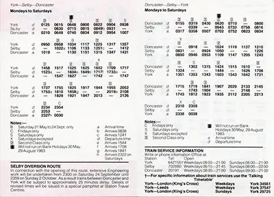 May 1983 York Vale timetable inside