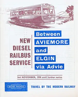 Aviemore - Elgin November 1958 timetable front