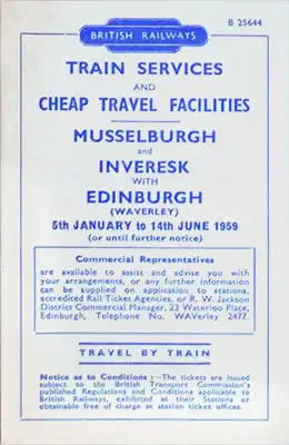 Front of Edinburgh - Musselburgh January 1959 timetable