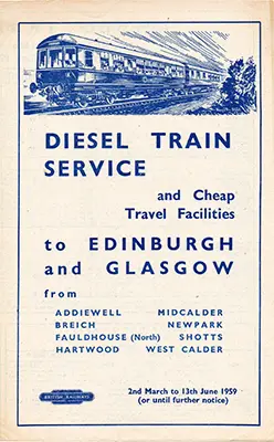 March 1959 Edinburgh - Glasgow via Shotts timetable front