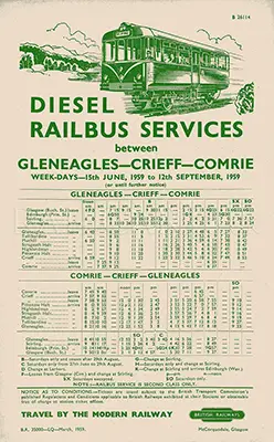 Gleneagles - Crieff - Comrie June 1959 timetable