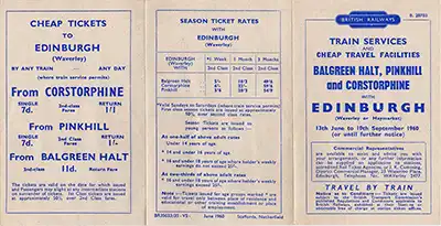 Outside of June 1960 Corstorphine - Edinburgh timetable