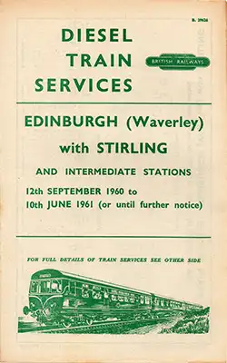 Front of September 1960 Edinburgh - Stirling timetable