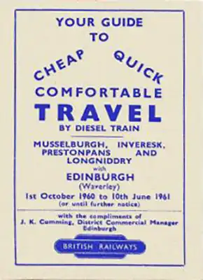 Front of Edinburgh - Musselburgh October 1960 timetable