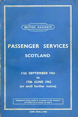 Passenger Services Scotland September 1961 timetable cover