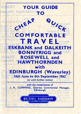 June 1962 Glasgow - Edinburgh timetable front