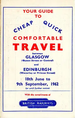 June 1962 Glasgow - Edinburgh timetable front