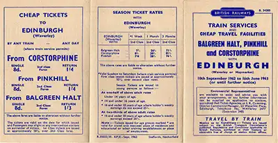 Outside of September 1962 Corstorphine - Edinburgh timetable