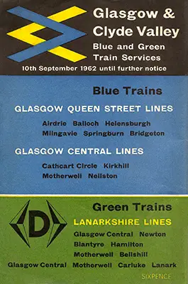 September 1962 Glasgow and Clyde Valley timetable front