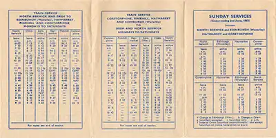 Inside of September 1962 North Berwick timetable