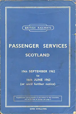 Passenger Services Scotland September 1962 timetable cover