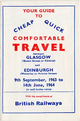 September 1963 Glasgow - Edinburgh timetable front